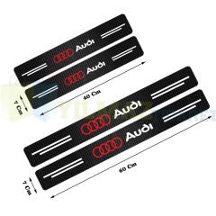 Audi Logo Karbon Kapı Eşiği Oto Sticker Etiket Yapıştırma Araba Çıkartma 4 Parça