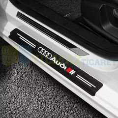 Audi S Line Logo Karbon Kapı Eşiği Oto Sticker Etiket Yapıştırma Araba Çıkartma 4 Parça