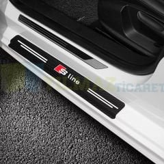 Audi S Line Karbon Kapı Eşiği Oto Sticker Etiket Yapıştırma Araba Çıkartma 4 Parça