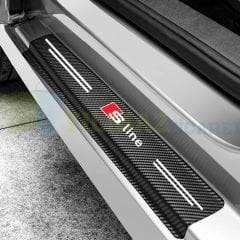 Audi S Line Karbon Kapı Eşiği Oto Sticker Etiket Yapıştırma Araba Çıkartma 4 Parça