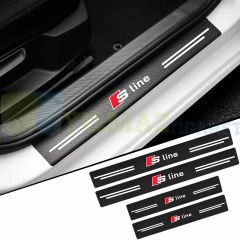 Audi S Line Karbon Kapı Eşiği Oto Sticker Etiket Yapıştırma Araba Çıkartma 4 Parça