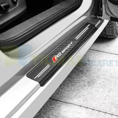Audi Rs Sport Logo Karbon Kapı Eşiği Oto Sticker Etiket Yapıştırma Araba Çıkartma 4 Parça