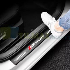 Audi Rs Sport Logo Karbon Kapı Eşiği Oto Sticker Etiket Yapıştırma Araba Çıkartma 4 Parça