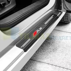 Audi A3 Logo Karbon Kapı Eşiği Oto Sticker Etiket Yapıştırma Araba Çıkartma 4 Parça