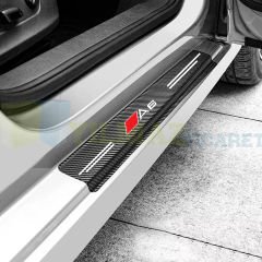 Audi A6 Logo Karbon Kapı Eşiği Oto Sticker Etiket Yapıştırma Araba Çıkartma 4 Parça