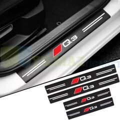 Audi Q3 Logo Karbon Kapı Eşiği Oto Sticker Etiket Yapıştırma Araba Çıkartma 4 Parça