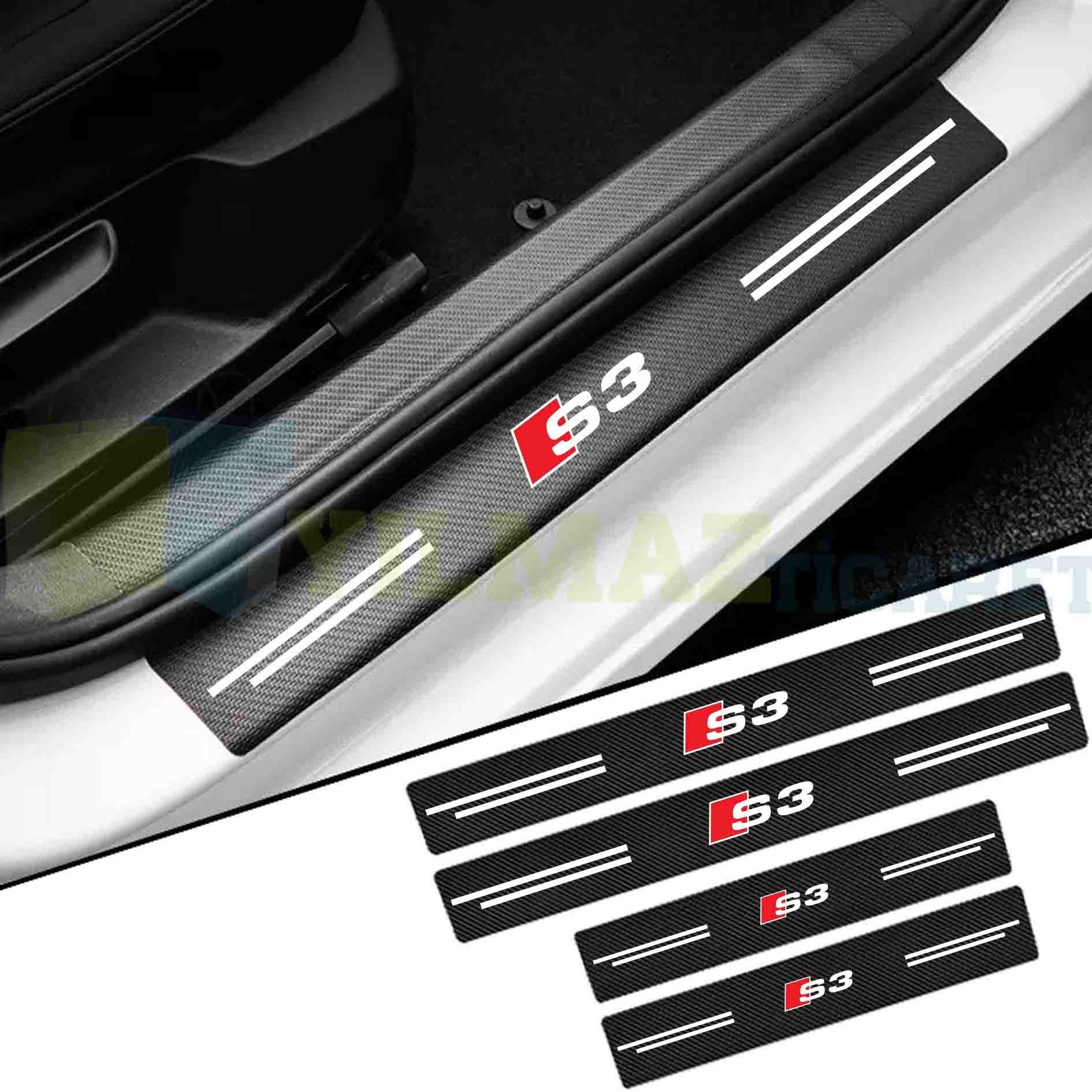 Audi S3 Logo Karbon Kapı Eşiği Oto Sticker Etiket Yapıştırma Araba Çıkartma 4 Parça