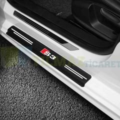 Audi S3 Logo Karbon Kapı Eşiği Oto Sticker Etiket Yapıştırma Araba Çıkartma 4 Parça