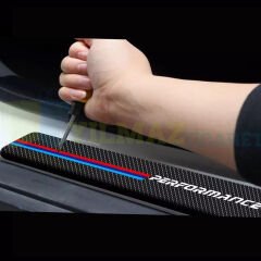 Bmw M Performance Logo Karbon Kapı Eşiği Oto Sticker Etiket Yapıştırma Araba Çıkartma 4 Parça