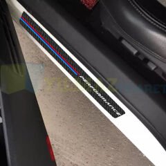 Bmw M Performance Logo Karbon Kapı Eşiği Oto Sticker Etiket Yapıştırma Araba Çıkartma 4 Parça
