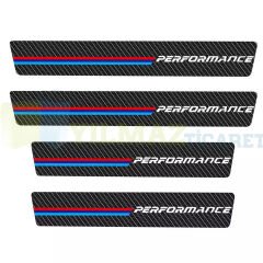 Bmw M Performance Logo Karbon Kapı Eşiği Oto Sticker Etiket Yapıştırma Araba Çıkartma 4 Parça