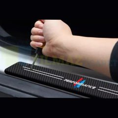 Bmw M Performance Logo Karbon Kapı Eşiği Oto Sticker Etiket Yapıştırma Araba Çıkartma 4 Parça