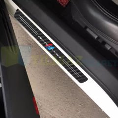 Bmw M Performance Logo Karbon Kapı Eşiği Oto Sticker Etiket Yapıştırma Araba Çıkartma 4 Parça