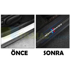 Bmw M Performance Logo Karbon Kapı Eşiği Oto Sticker Etiket Yapıştırma Araba 4 Parça