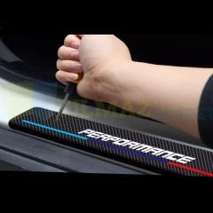 Bmw M Logo Performance Karbon Kapı Eşiği Oto Sticker Etiket Yapıştırma Çıkartma 4 Parça