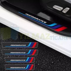 Bmw M Logo Performance Arma Karbon Kapı Eşiği Koruma Araba Etiket Oto Sticker 4 Parça