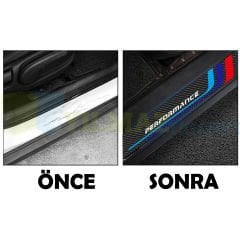 Bmw M Logo Performance Arma Karbon Kapı Eşiği Koruma Araba Etiket Oto Sticker 4 Parça