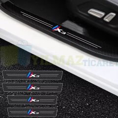 Bmw M X3 Logo Arma Karbon Kapı Eşiği Koruma Araba Etiket Oto Sticker 4 Parça