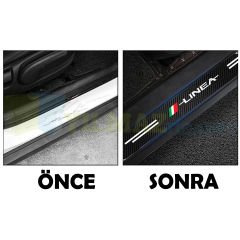 Fiat Linea Karbon Kapı Eşiği Koruma Oto Sticker Etiket 4 Parça