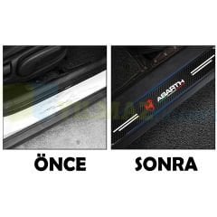 Fiat Abarth Karbon Kapı Eşiği Koruma Oto Sticker Etiket 4 Parça