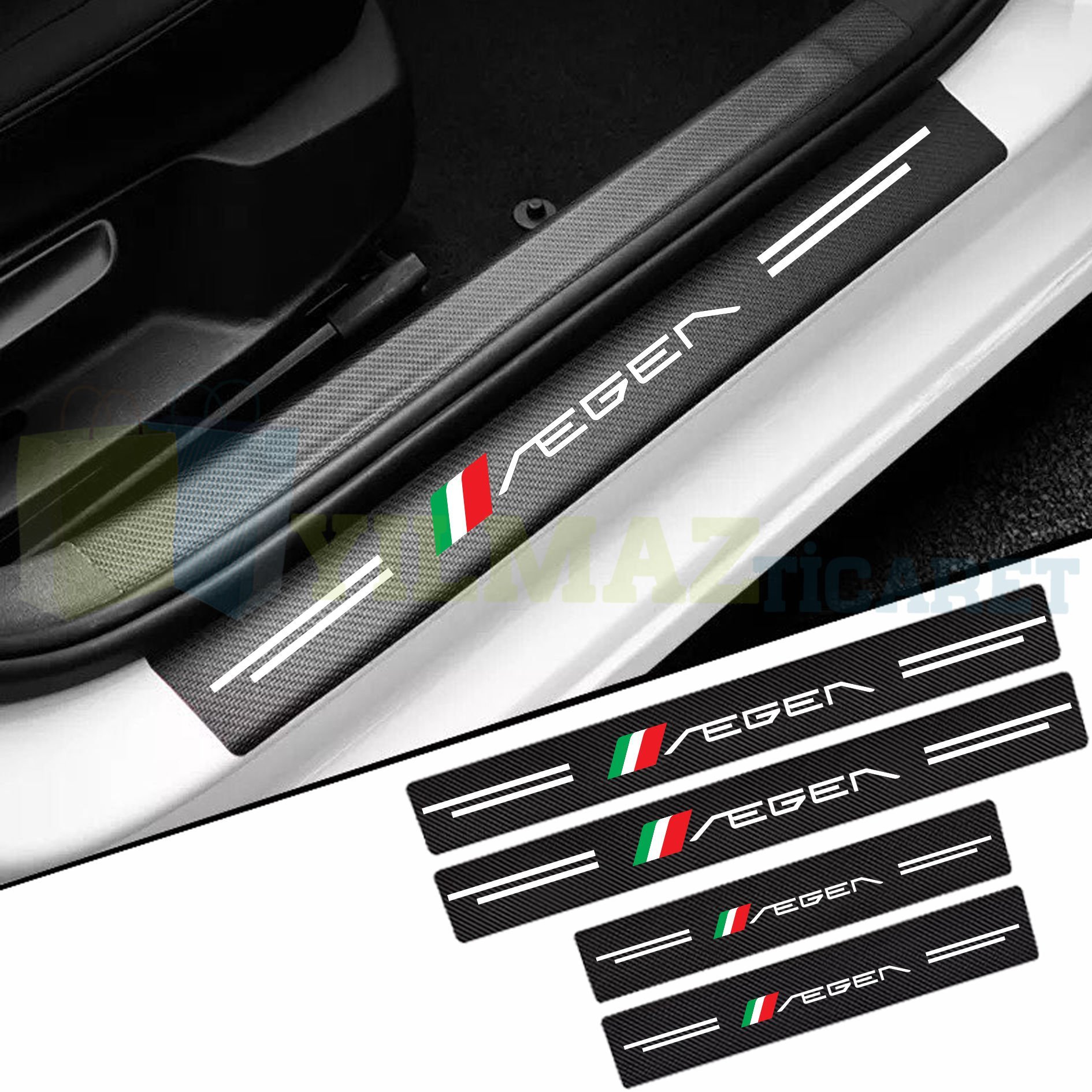 Fiat Egea Karbon Kapı Eşiği Koruma Oto Sticker Etiket 4 Parça