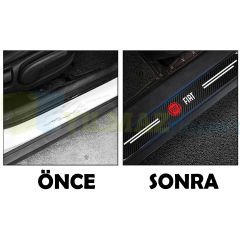Fiat Karbon Kapı Eşiği Koruma Oto Sticker Etiket 4 Parça