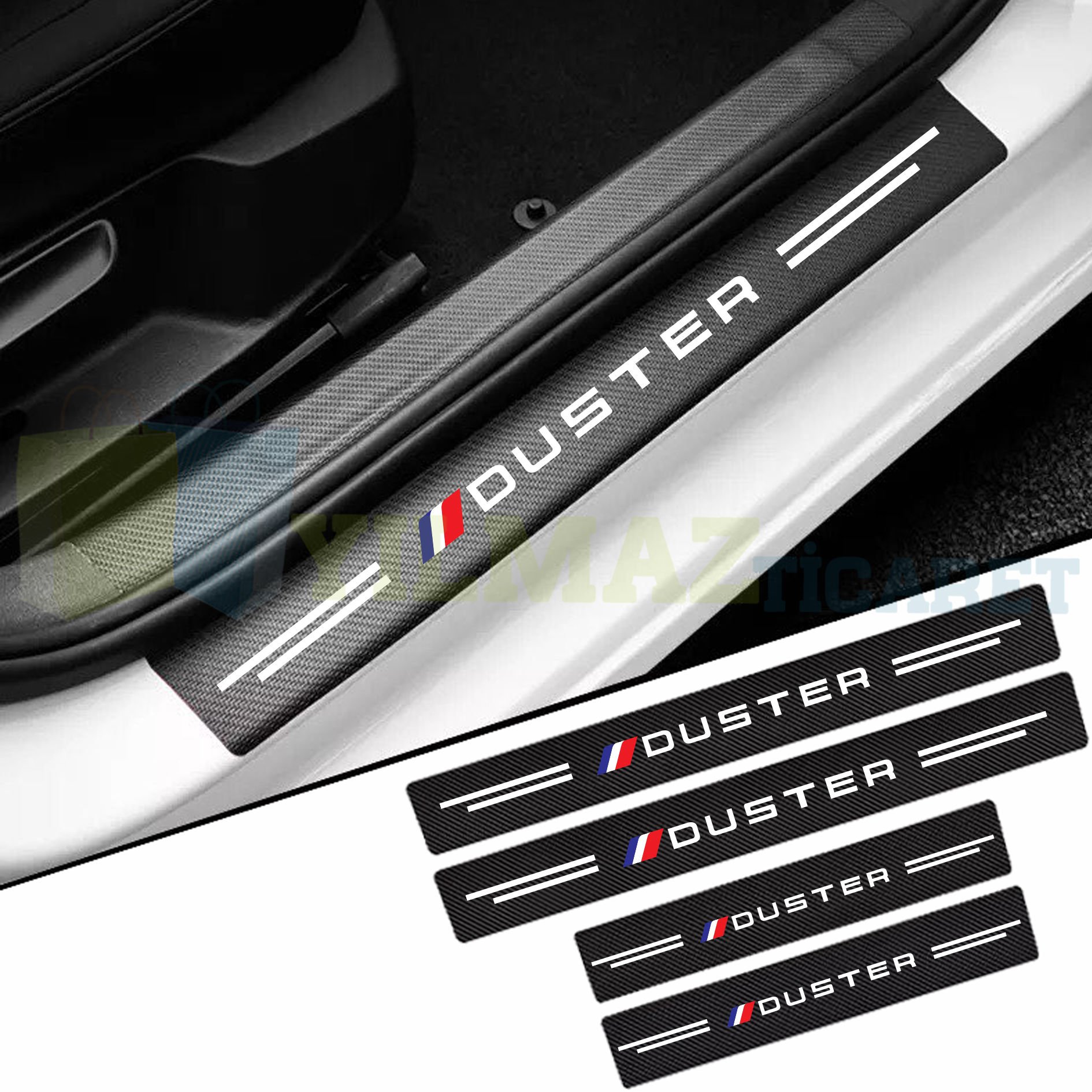 Dacia Duster Karbon Kapı Eşiği Koruma Oto Sticker Etiket 4 Parça