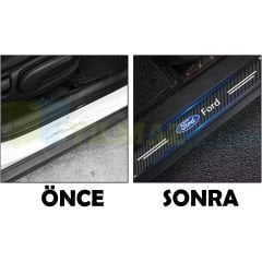 Ford Karbon Kapı Eşiği Koruma Oto Sticker Etiket 4 Parça