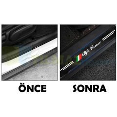 Alfa Romeo Karbon Kapı Eşiği Koruma Oto Sticker 4 Parça