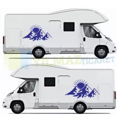 Dağ Güneş Orman Karavan Oto Sticker Araba Yapıştırma 1 Adet