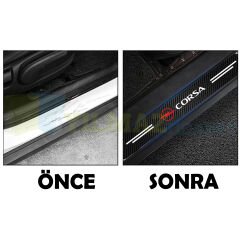 Opel Corsa Karbon Kapı Eşiği Koruma Oto Sticker 4 Parça