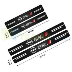 Opel Karbon Arma Logo Karbon Kapı Eşiği Koruma Araba Etiket Oto Sticker Yapıştırma Çıkartma 4 Parça
