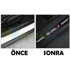 Opel Karbon Arma Logo Karbon Kapı Eşiği Koruma Araba Etiket Oto Sticker Yapıştırma Çıkartma 4 Parça