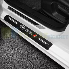 Opel Karbon Arma Logo Karbon Kapı Eşiği Koruma Araba Etiket Oto Sticker Yapıştırma Çıkartma 4 Parça