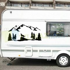 Orman Dağ Kurt Ağaç Karavan Çekme Oto Sticker Yapıştırma Etiket