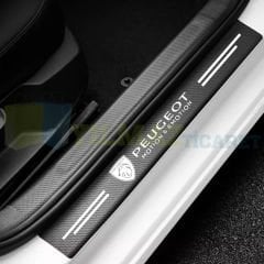 Peugeot Karbon Kapı Eşiği Koruma Araba Etiket Oto Sticker Yapıştırma Çıkartma 4 Parça