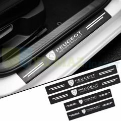 Peugeot Karbon Kapı Eşiği Koruma Araba Etiket Oto Sticker Yapıştırma Çıkartma 4 Parça