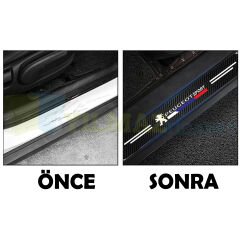 Peugeot Karbon Arma Karbon Kapı Eşiği Koruma Araba Etiket Oto Sticker Yapıştırma Çıkartma 4 Parça