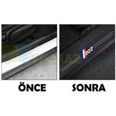 Peugeot 207 Karbon Kapı Eşiği Koruma Oto Sticker 4 Parça
