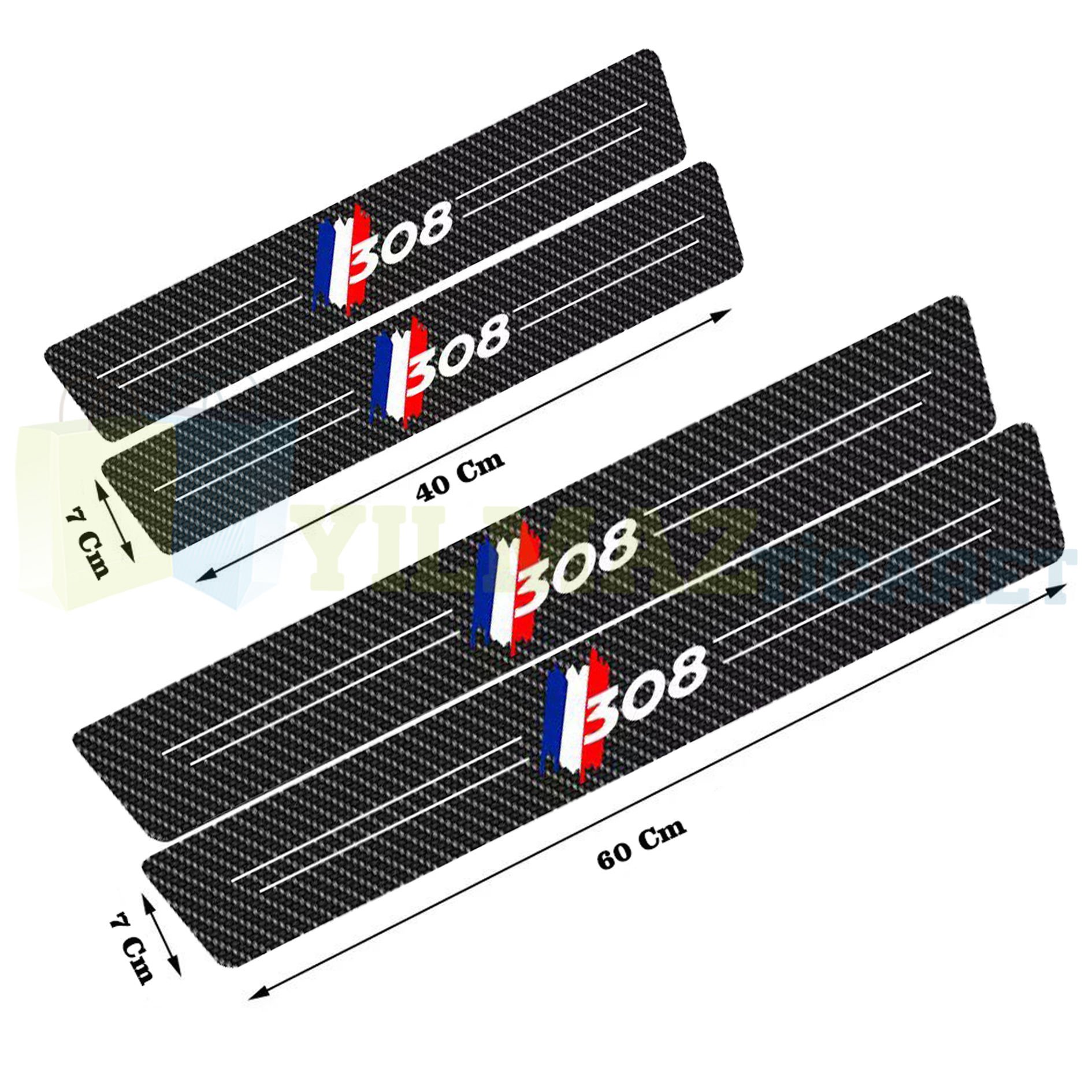 Peugeot 308 Karbon Kapı Eşiği Koruma Oto Sticker 4 Parça