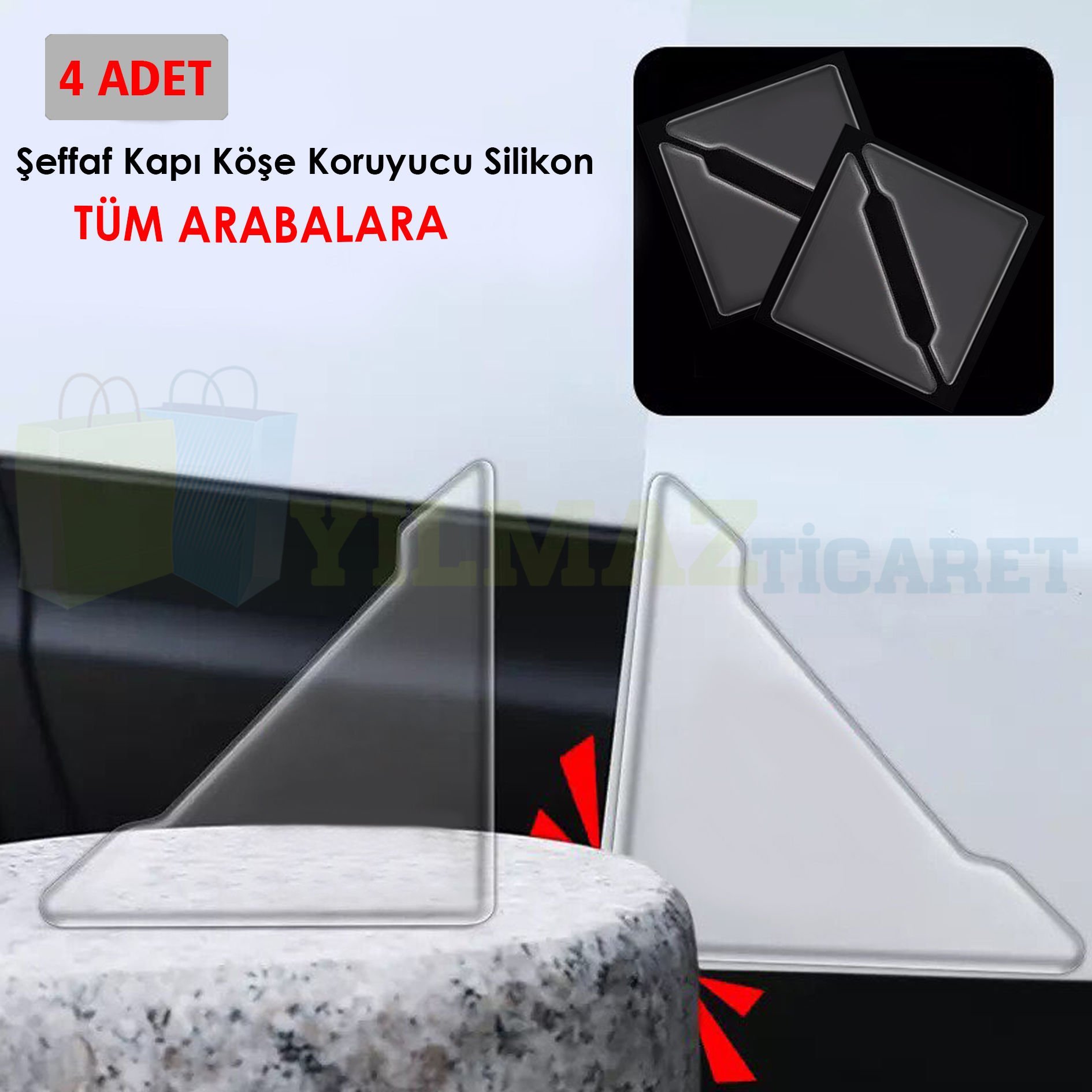 Audi Ford Volkswagen Hyundai Mercedes Nissan Bmw Fiat Toyota Kia Dacia Renault Araç Kapı Kenar Köşe Koruyucu Silikon Damla Etiket 4 Adet