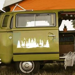 Karavan Çekme Ağaç Orman Yıldız Oto Sticker Yapıştırma Çıkartma