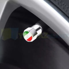 Alfa Romeo Fiat İtalya Bayrak Sibop Kapağı Paslanmaz Çelik 4'lü