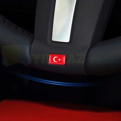 Tr Plaka Türk Bayrağı Sibop Kapağı Direksiyon Vites Torpido Damla Sticker Set