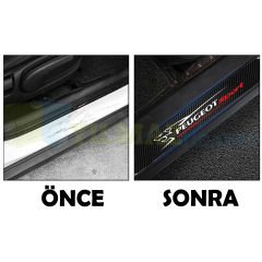 Peugeot Sport Arma Karbon Kapı Eşiği Koruma Araba Etiket Oto Sticker Yapıştırma 4 Parça