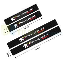 Peugeot Sport Logo Karbon Kapı Eşiği Koruma Araba Etiket Oto Sticker Yapıştırma 4 Parça