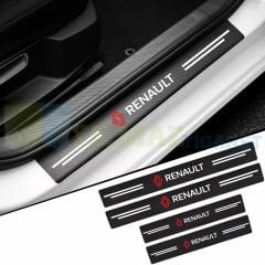 Renault Yeni Logo Arma Karbon Kapı Eşiği Koruma Araba Etiket Oto Sticker Yapıştırma 4 Parça
