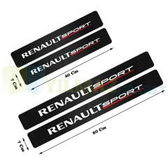 Renault Sport Logo Arma Karbon Kapı Eşiği Koruma Araba Etiket Oto Sticker Yapıştırma 4 Parça
