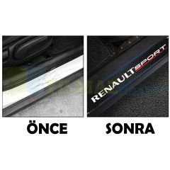 Renault Sport Logo Arma Karbon Kapı Eşiği Koruma Araba Etiket Oto Sticker Yapıştırma 4 Parça