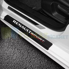 Renault Sport Logo Arma Karbon Kapı Eşiği Koruma Araba Etiket Oto Sticker Yapıştırma 4 Parça